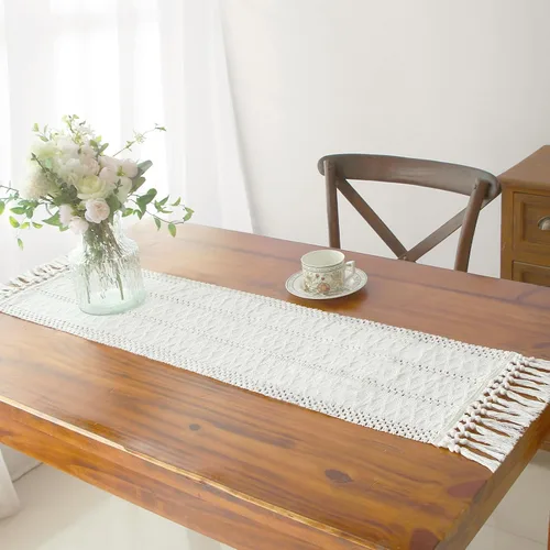Vista 34 de FEXIA Camino de Mesa Negro con Borlas de 72 Pulgadas Macramé Boho Estilo Granja Camino de Mesa para Decoración de Dormitorio y Comedor