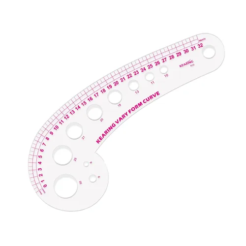 Vista 14 de KEARING Regla clásica curva francesa acrílica de 9 pulgadas (9.1 in), varía la forma de curva, regla de curva de medición de cadera transparente