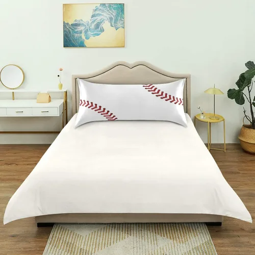 Vista 4 de Fundas de almohada Blueangle con diseño de rayas de béisbol – Fundas de almohada suaves y transpirables – Lavables a máquina – Fundas de almohada