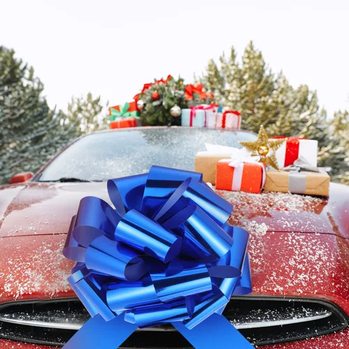 Vista 7 de Zonon Lazo Grande para Automóvil Lazo Gigante para Automóvil con Cinta de 20 Pies para Envolver Regalos Grandes Casas Nuevas Regalo Enorme Azul