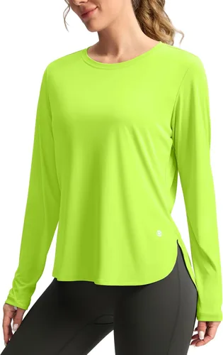 Vista 27 de Camisetas de sol para mujer, con protección ultravioleta FPU 50+, manga larga, ligera, de secado rápido, para entrenamiento, senderismo, para mujer