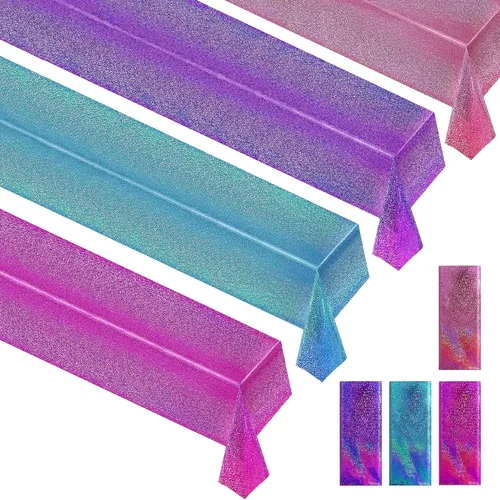 Vista 25 de Just Shimmer Mantel holográfico azul claro de 40" x 108" Decoración de fiesta rosa fuerte Día de San Valentín Fiesta de cumpleaños Decoración