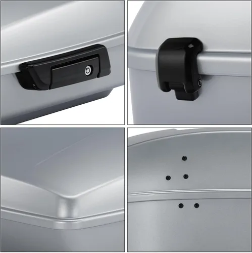 Vista 8 de TCT-MOTORPARTS Atlas Silver Metálico Maletero de Viaje Modificado con Respaldo y Montaje en Rack Adecuado para Harley Touring 14-25 Street Glide