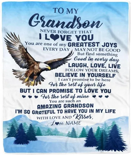 Vista 14 de Manta personalizada con texto en inglés «To My Grandson from Grandma Grandpa You Will Never Lose Lion Nison», manta de forro polar personalizada