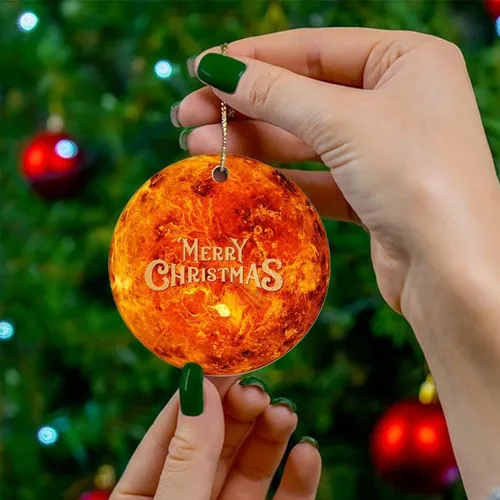 Vista 4 de Cheyan Divertido planeta galáctico cósmico adorno de porcelana de Navidad decoraciones para el hogar colgantes de Navidad órbita planetaria árbol