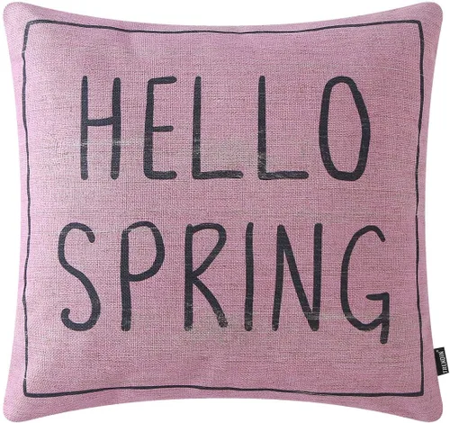 Vista 9 de TRENDIN Hola Spring Fundas de almohada 18.0 x 18.0 in Granja de madera Decoración de Pascua Vacaciones Funda de cojín cuadrada para sofá sofá
