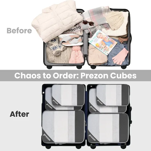 Vista 7 de Juego de 8 juegos6 juegos4 cubos de compresión para viajes, artículos esenciales ligeros de viaje para vacaciones, accesorios de viaje para maleta