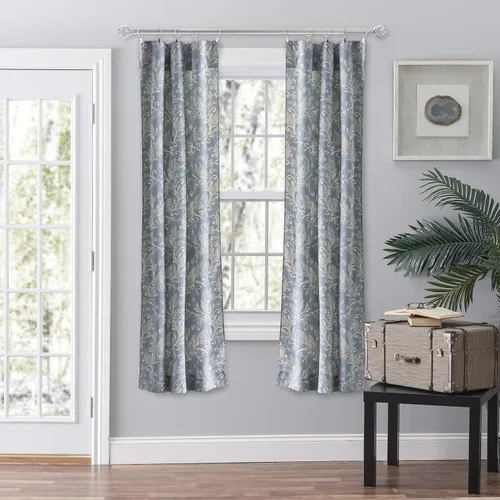 Vista 9 de Ellis Curtain Lexington Leaf Tailored Swags, Azul 56"x36