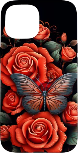 Vista 6 de Cute Butterfly Red Floral Flower Butterfly Rose Case for iPhone 17