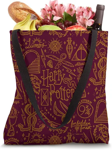 Vista 4 de Harry Potter Icons Line Art - Bolsa de mano con collage