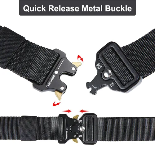 Vista 4 de KingMoore - Cinturón táctico para hombre, resistente, ajustable, estilo militar, de nailon con hebilla de metal
