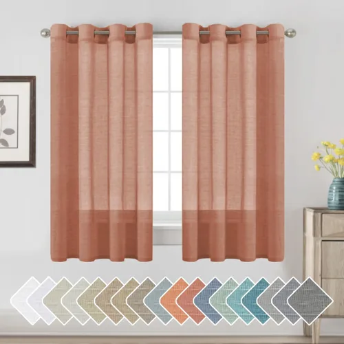 Vista 41 de H.VERSAILTEX Cortinas de lino de mezcla natural para sala de estar/cortinas de lino semitransparentes reductoras de luz de 54 pulgadas de largo