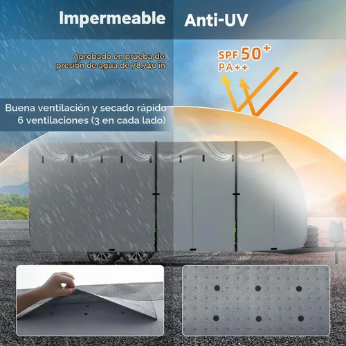 Vista 6 de VINPATIO - Cubierta resistente para cámpers/caravanas/remolques/toy hauler de 20 a 22 pies, de 7 capas, con protección para gato de lengüeta