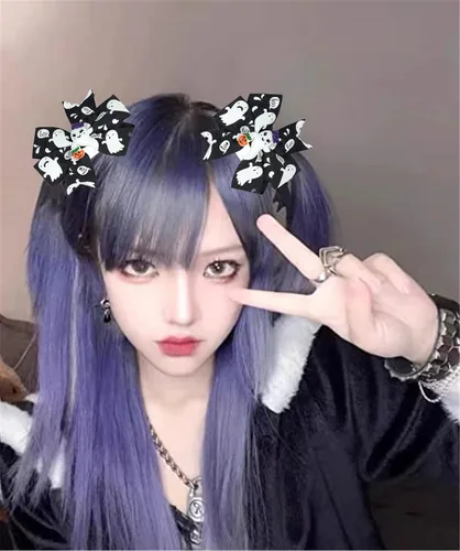Vista 3 de Pinzas para el cabello de Halloween con diseño de calabaza, fantasma, con lazo, horquillas para niñas y niños, accesorios para el cabello