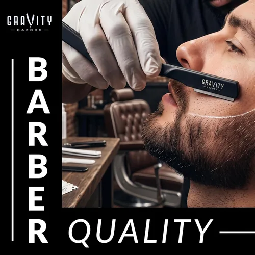 Vista 6 de Kit de afeitado manual GRAVITY RAZORS Profesional – Exposición Ultra, Incluye 10 Hojas Premium, 2mm Expuestas, Negro Mate Professional