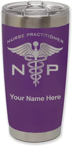 Vista 14 de LaserGram NP Nurse Practioner - Vaso aislado al vacío de 20 onzas, grabado personalizado incluido (negro)