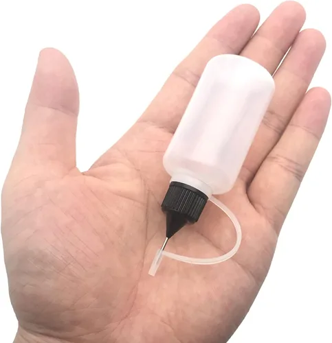 Vista 5 de 12 botellas aplicadoras de punta de precisión, 6 piezas de 1 onza y 6 botellas de pegamento translúcido de 0.5 onzas, con 2 mini embudo