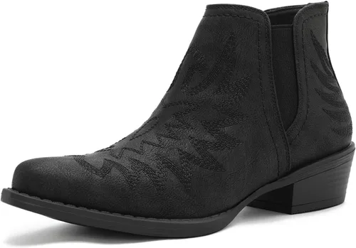 Vista 11 de GLOBALWIN Women's Cowgirl Boots Pull On Ankle Booties 21yy01 Negro2