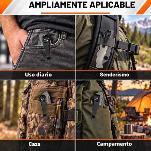 Vista 4 de Clip de bolsillo de titanio de transporte profundo para Spyderco Para 3, Paramilitary 2 y más modelos de cuchillos, clip de bolsillo personalizado