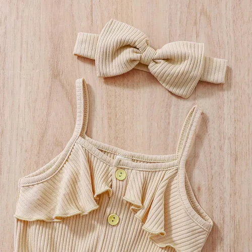 Vista 8 de CETEPY Ropa de bebé niña pequeña trajes de verano sin mangas overol halter de una pieza diadema