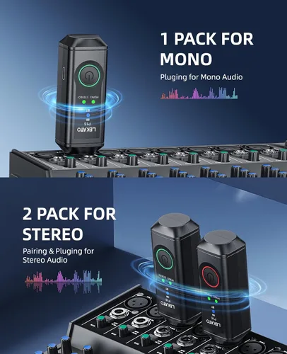 Vista 4 de LEKATO Receptor Bluetooth XLR, BT 5.3, 48 kHz/24 bits, adaptador Bluetooth inalámbrico para mesa de consola mezcladora, mezcladores de audio