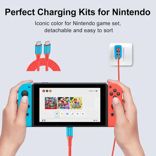 Vista 2 de SUTWKAM Cable cargador de interruptor, video de 100 W20 Gbps4K, funcionalidad 3 en 1, compatible con Nintendo Switch, Steam Deck, PS5, iPhone 15