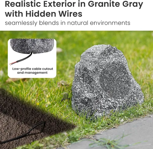 Vista 2 de Theater Solutions 2R4G altavoces tipo roca para exteriores (gris granito) Granito gris
