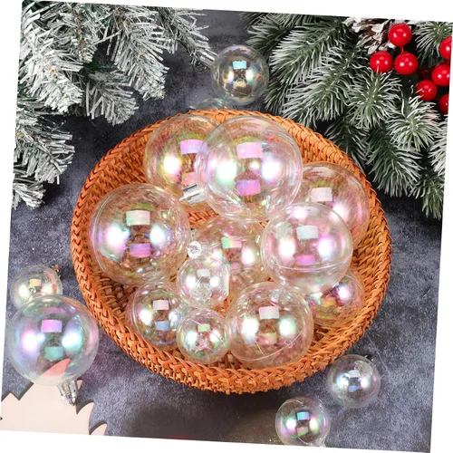 Vista 5 de Artibetter Esferas de adornos iridiscentes de Navidad, 18 piezas de adornos iridiscentes de plástico, bolas colgantes de arco iris, bolas de árbol