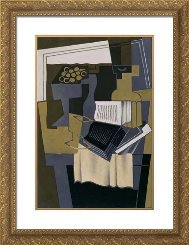 Vista 5 de ArtDirect Gris, Juan 19x24 Black Modern Framed Art Print Titled: Grapes Glass and Book