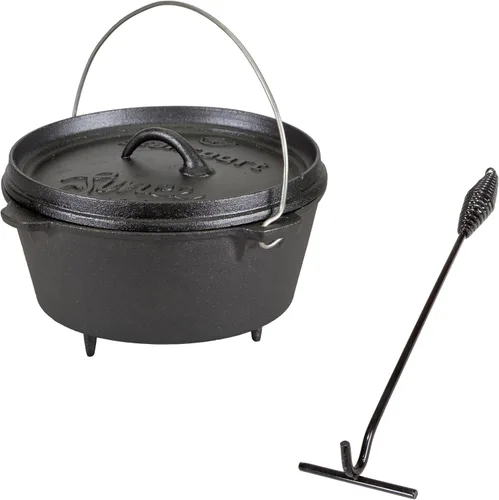 Vista 22 de Stansport - Horno holandés de hierro fundido presazonado de 1 cuarto con fondo plano (16016) Pre-seasoned cast iron with a flat bottom for stovetop