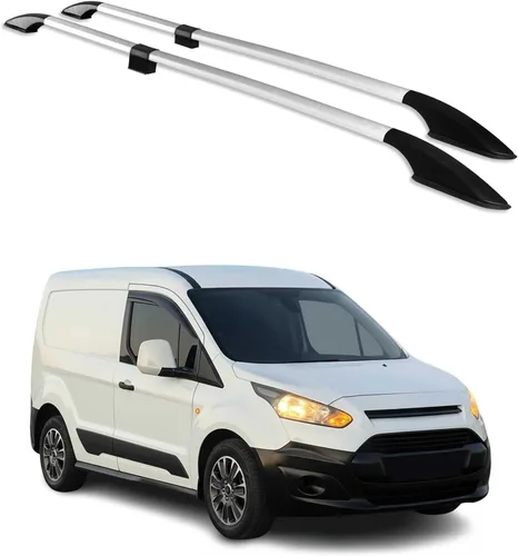 Vista 19 de Barra de techo OMAC con raíles laterales para Ford Transit Connect 2010-2013 L1 SWB, negro, aluminio, 2 piezas
