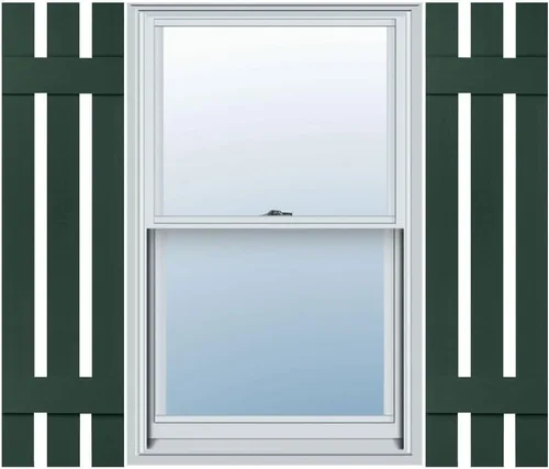 Vista 24 de Mid America Board and Batten - Persiana estándar de vinilo con 3 tablas espaciadas de 12 pulgadas (1 par) - 12 x 55 002 negro