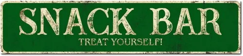 Vista 9 de Madcolitote Letrero de calle personalizado SNACK BAR con texto en inglés «Snack Bar» de madera para decorar la pared de la sala de estar, arte