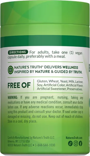 Vista 7 de Nature's Truth Benfotiamina 300 mg 60 unidades Suplemento vegano, sin OMG y sin gluten Precursor de vitamina B1