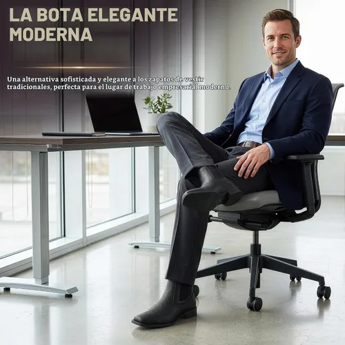 Vista 5 de J's.o.l.e - Botas vaqueras para hombre con punta cuadrada Chelsea Negro