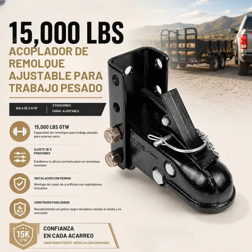 Vista 2 de Kit de montaje en canal de 4 agujeros y acoplador de remolque de molde