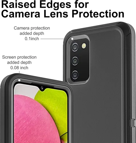 Vista 2 de Funda para teléfono Samsung Galaxy A03S, Galaxy A03S con 2 piezas de película nano a prueba de explosiones, 3 en 1, funda resistente a prueba