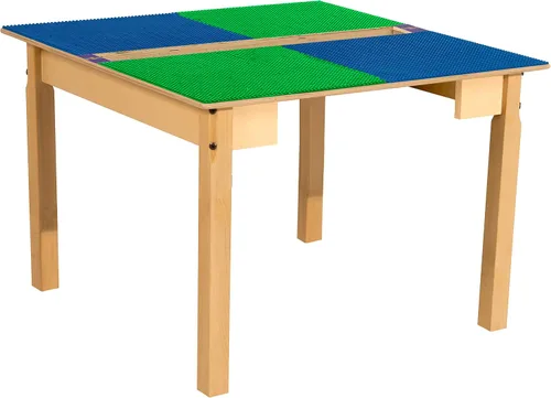 Vista 11 de Time-2-Play - Mesa de juego para niños, compatible con ladrillos Lego, madera contrachapada de abedul extra resistente, 35 pulgadas de ancho x 31
