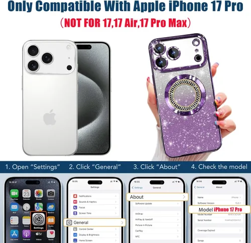 Vista 40 de Misscase Funda magnética con purpurina para iPhone 11 compatible con MagSafe, protección completa, delgada, a prueba de golpes, antiarañazos