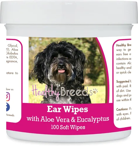 Vista 148 de Healthy Breeds Affenpinscher Toallitas de limpieza de oídos con aloe y eucalipto para perros, 100