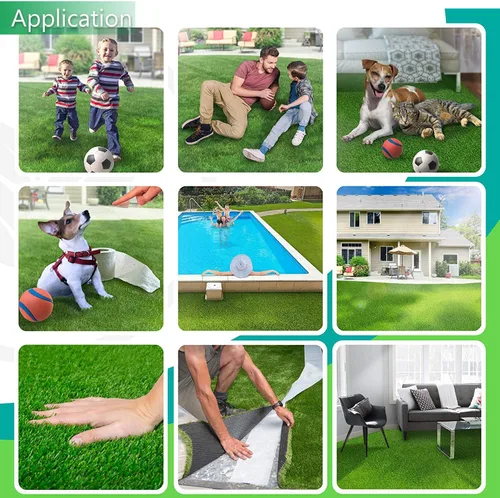 Vista 3 de Petgrow Alfombra de césped artificial sintético de 1 pie x 12 pies (12 pies cuadrados), altura de pila de 0.8 pulgadas, alfombra de césped