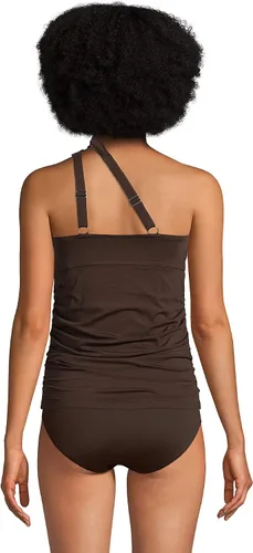 Vista 5 de Lands' End Traje de baño tankini resistente al cloro con cuello alto a un hombro para mujer