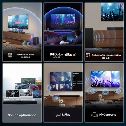 Vista 3 de Hisense AX3100Q Barra de sonido de 3.1 canales con subwoofer inalámbrico, Dolby Atmos, DTS:X, canal central, control de aplicación y control remoto