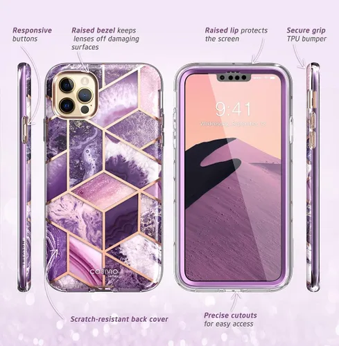 Vista 6 de i-Blason Funda protectora elegante, delgada y completa con protector de pantalla integrado para iPhone 13 Pro de 6.1 pulgadas, serie Cosmo