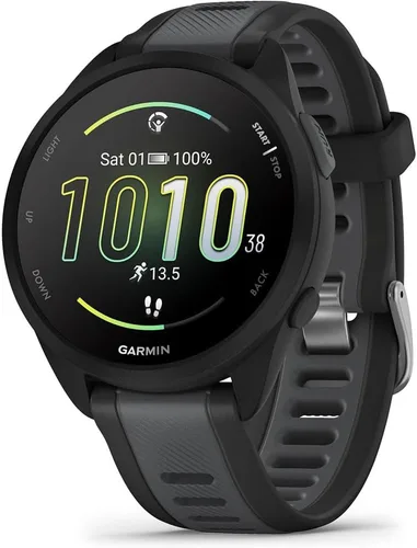 Vista 2 de Garmin 010-02863-20 Forerunner 165 Reloj Deportivo Inteligente, Negro + Gris Pizarra Modelo de Socio Oficial de EE.UU. Paquete con Protector