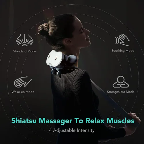 Vista 4 de SKG Masajeador de cuello Shiatsu para aliviar el dolor de tejido profundo, regalos para hombres, mujeres, papá, mamá, masajeador de cuello