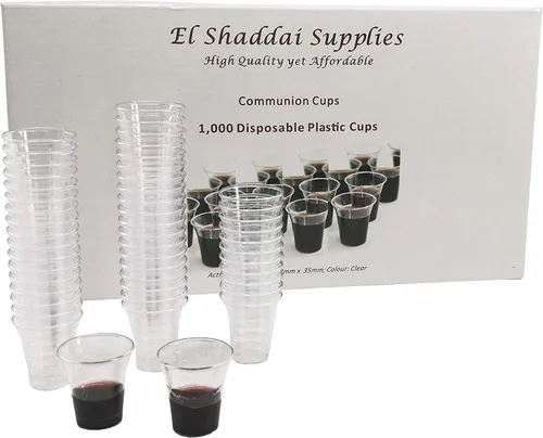 Vista 3 de FixtureDisplays Vasos desechables para comunión - Caja de 1000 - Plástico - 1.5 in (de) diámetro. x 1.5 in H - 16946-NPF