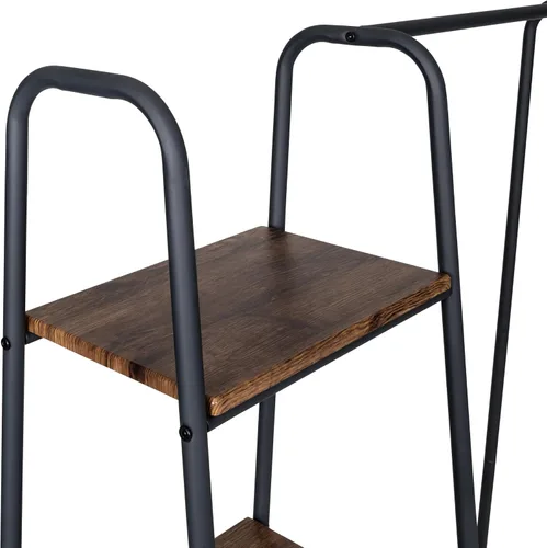 Vista 4 de Honey-Can-Do Perchero de metal independiente con estantes de madera, negro/natural, GAR-09567