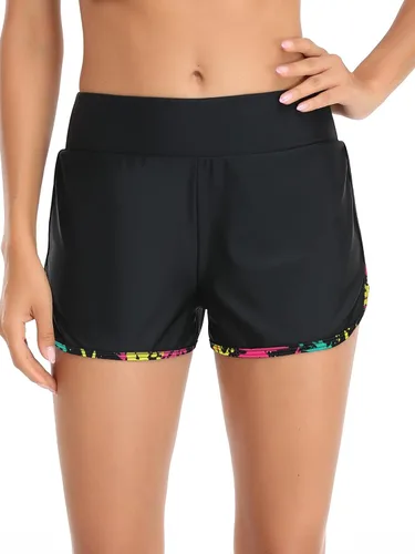 Vista 2 de RELLECIGA Pantalones cortos de natación integrados con cintura alta y control de abdomen para mujer