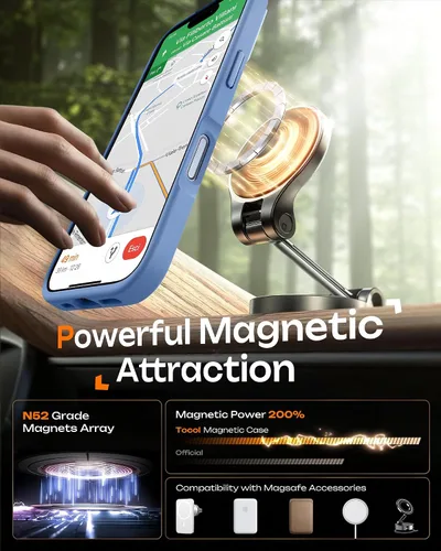 Vista 494 de TOCOL Funda para iPhone 11, compatible con Magsafe, protección completa de cámara, imanes integrados, protección contra caídas, funda translúcida